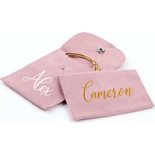 Personalized Name Velvet Envelope Jewelry Bags With Button High Quality Soft Flannel Bracelet Necklace Gift Bag Jewelry Storage