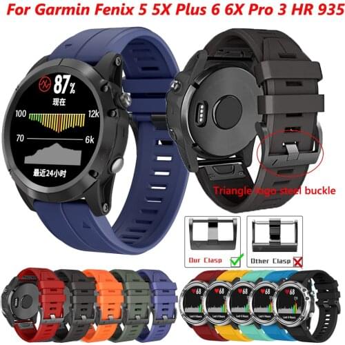 22 26mm Smart Watch Band Straps For Garmin Fenix 6 6X Pro 5X 5 5S 3HR Forerunner 935 945 Quick Release Silicone Bracelet Correa