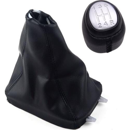 Silver Top Cover 5 Speed Manual Gear Stick Shift Knob & Gaiter Boot Fit For SAAB 9-3 2003-2006 2007 2008 2009 2010 2011 2012