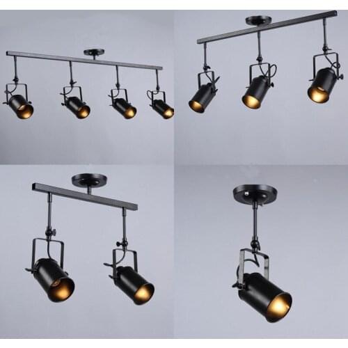 Nordic Loft Led Track Pendant Lights Vintage Industrial Black Downlight Hanging Light Lustre Bedroom Living Room Pendant Lamps