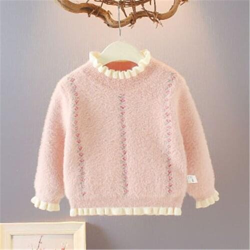 2020 Floral Girls Long Sleeve Sweaters Winter Children Clothing Bottoming Shirt Tops O-Neck Kids Knitwear Clothes Outerwear 4859