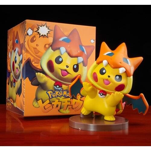 TAKARA TOMY Pokemon pikachu cos Charizard snap finger Model figure Car decoration kids birthday toys Surprise gift for children