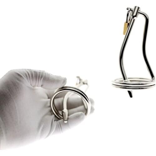Prison Penis Cock Ring Sex Toys For Men Stainless Steel Cock Cage With Urethral Catheter Erotic Chastity Device Lock Cockring