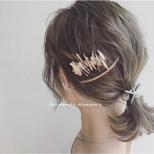 Japan Women Hollow Bowknot Hair Combs Metal Gold Silver Color Tassel Hairpin Hair Accessories Geometric Irregular Hairgrip
