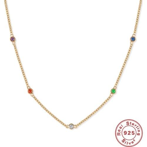 Exquisite Choker Necklace women,925 sterling silver colorful Zircon gold color necklaces,Tiny chain Torques,Charm female Jewelry