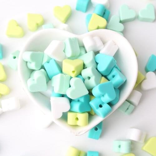 Bite Bites 10pc Silicone Beads Baby Teething Heart Food Grade Necklace Beads Silicone Baby Nursing Accessories Baby Teether