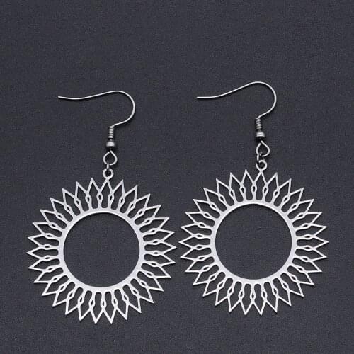 100% Stainless Steel Fashion Geometric Sun Earring for Women Wholesale Top Quality Dropshipping Never Tarnish
