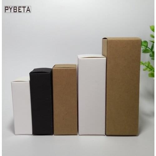 100pcs-10ml/15ml/20ml/30ml/50ml/100ml White Black Kraft Paper Box for Essential Oil Sprays sample Gift valve tubes package