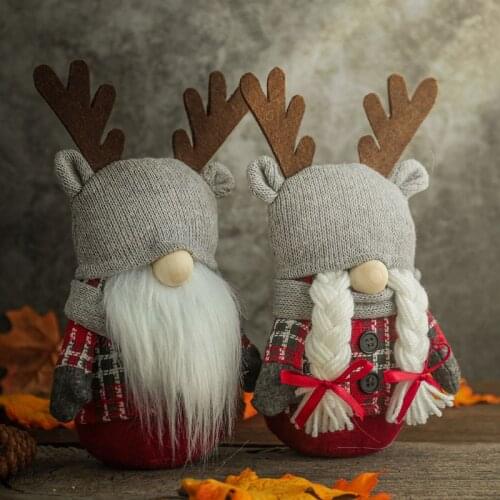 2pcs Christmas Gnome Elk Tomte Nisse Swedish Elf Ornaments Home Farmhouse Kitchen Decor Shelf Tiered Tray Decorations