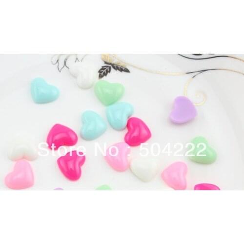 300pcs 3D Bling Heart gem Resin Shiny polished Cabochons cab mixed colors 16mm shiny little heart