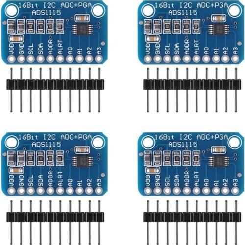 4pcs ADS1115 16 Bit 4 Channel I2C IIC For Raspberry Pi ADC PGA Amplifier High Precision Converter Development Board for Arduino