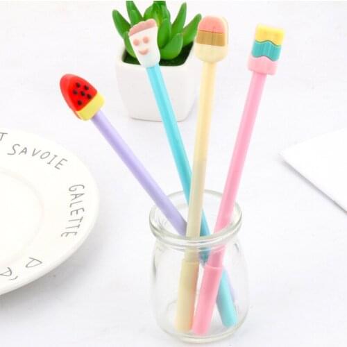 40PCS Korea Creative Stationery Popsicle Gel Pen Summer Ice Cream Black Pen Student Office Supplies