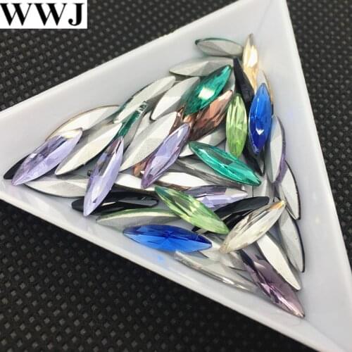 4x15mm Navette Crystal Fancy stone Pointed Back Glass crystal Marquise More colors for choice Glitter jewelry making