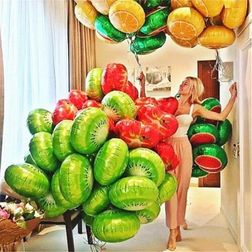 50pcs 18" Fruit Foil Helium Balloon Peach Watermelon Kiwi Strawberry Orange Pineapple Hawaii Summer Party Decoration Kids Toy