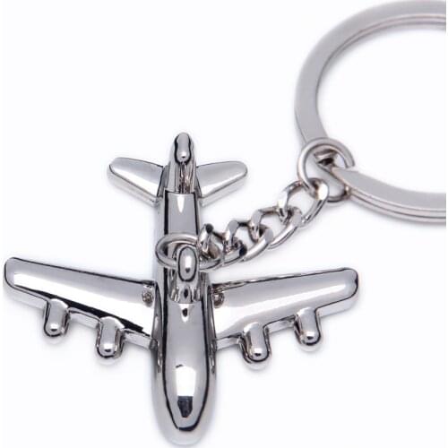 FREE SHIPPING BY DHL 100pcs/lot Polished Zinc Alloy 3D Airplane Model Keychains Metal Plane Keyrings for Gifts