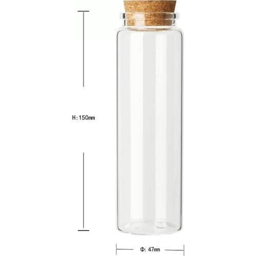 10PCS 47*150mm 200ml large Glass Jars Bottles Mason Jar Message Vials Cork Stopper Bottle DIY Storage Glass Bottles Containers