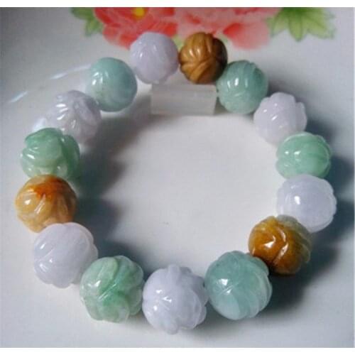 Natural jade with lotus Bead Bracelet Mens hand woven rope jade bracelets