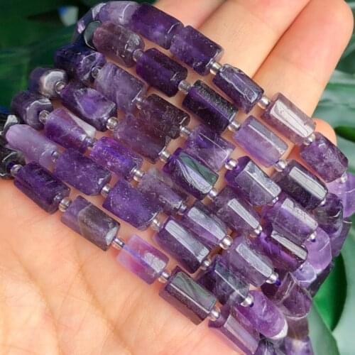 7x10mm Natural Cylinder Amethysts Stone Faceted Purple Crystal Loose Beads For Making Jewelry DIY Bracelet Necklace Accessories