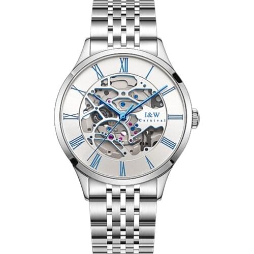 Switzerland CARNIVAL Tourbillon Skeleton Watch Men Automatic Mechanical Watches Sapphire Waterproof Full Steel Relogio masculino