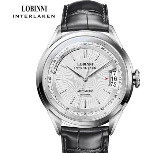 LOBINNI Business Male High Quality Wristwatch Luxury Brand Mens Date Watch Sapphire 50M Waterproof Automatic Mechanical Watches