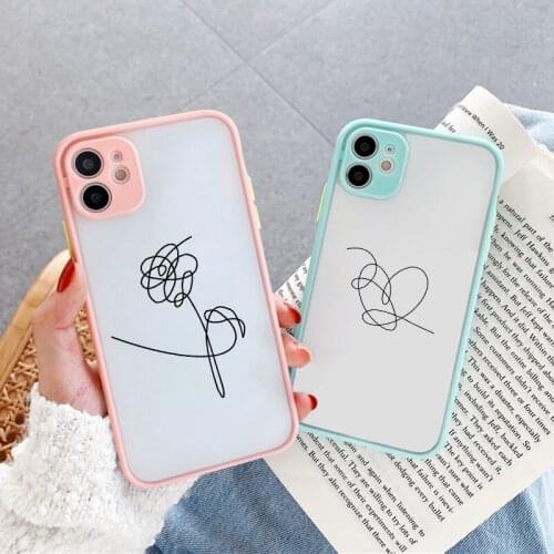 Love Yourself Flower Abstract Art Line Phone Case For iPhone 12 11 Pro Max SE20 XR XS 8 7 Plus Cute Clear Hard Cover Matte Shell