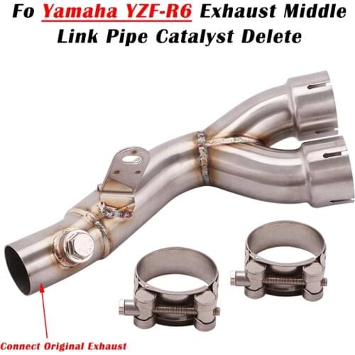For Yamaha YZF-R6 R6 2006 - 18 2019 Motorcycle Exhaust System Modify Middle Link Pipe Catalyst Delete Mid Tube Muffler Silencer