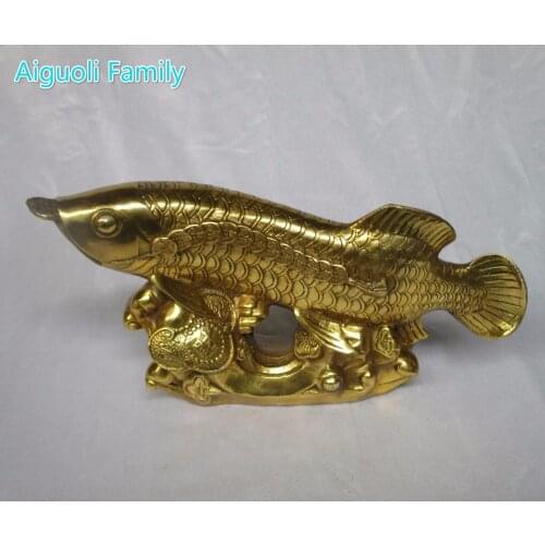 Home Decorations Metal Craft/ Art Collection Chinese Brass Carved Lucky Fish Statue/Feng Shui Metal Sculpture For Home