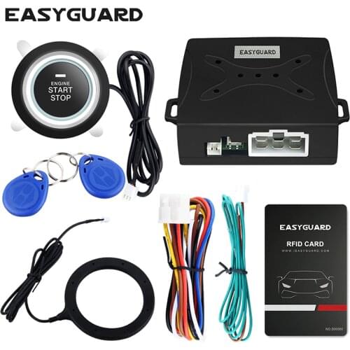 EASYGUARD RFID car alarm system with push button start & Transponder Immobilizer engine lock or unlock DC12V