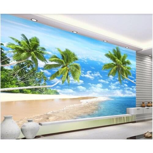 Custom mural photo wallpaper 3d Beautiful blue sky beach coconut tree landscape decor living room Wallpapers for walls in rolls