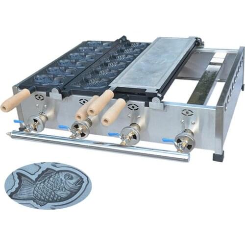 Gas Type Taiyaki Machine Commercial Non-stick Taiyaki Fish Waffle Maker Machine Japanese Fish-Shaped Waffle Iron Pan