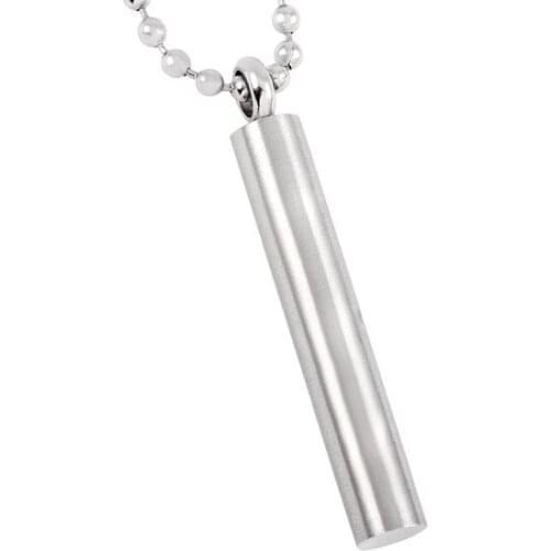 IJD8463 Engravable Blank Long Tube Cremation Pendant Hold Ashes Keepsake Memorial Necklace in Stainless Steel Women Jewelry