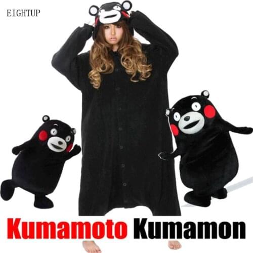 Kigurumi Cartoon Animal Black Kumamon Bear Onesie Unisex Adult Pajamas Cosplay Costumes Pyjamas Kumamoto Sleepsuit Sleepwear