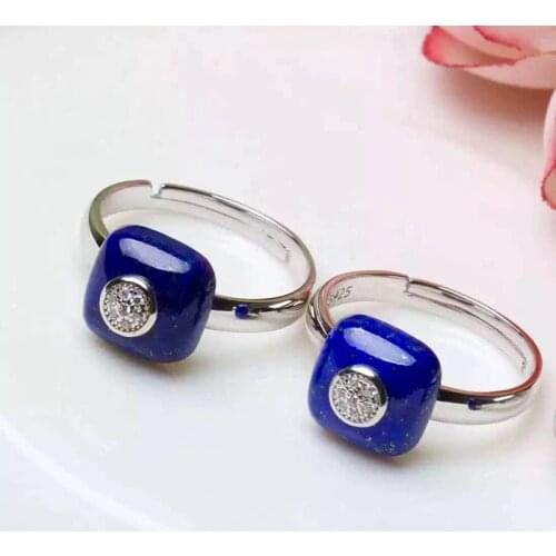 925 silver inlaid lapis ring ring manufacturer Han edition silver ornaments wholesale
