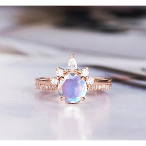 Elegant Crystal Zircon Ring Set Party Jewelry Valentine Gifts Luxury Rose Gold Jewelry Rings Set For Women Ladies Wedding Rings