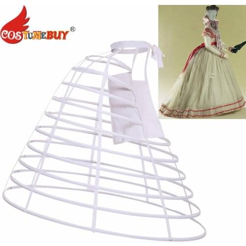 Costumebuy Shaped Bird Cage Skirt Slip Petticoat Flat Front Back Up Hoop Crinoline Prom Underskirt Victorian Rococo Dress