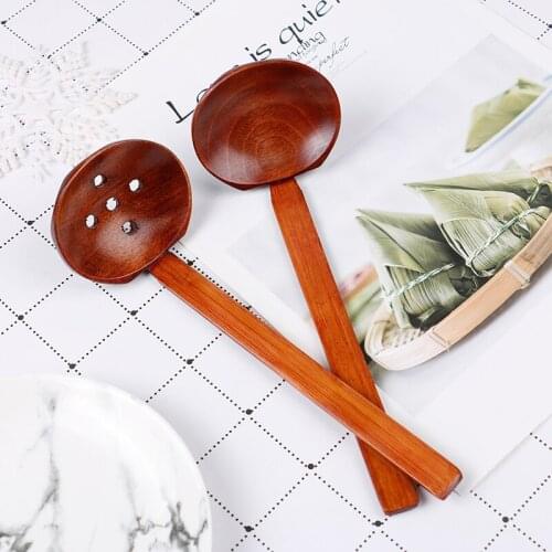 Kitchen Japanese Style Long Handle Wooden Spoon Colander Long Handle Utensils Ramen Soup Spoons Tableware Kitchen Utensil Tools