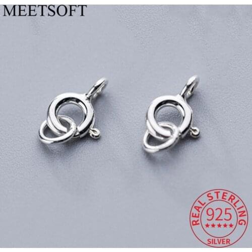 MEETSOFT Classic 10pcs/lot 925 Sterling Silver 4mm Connection buckle Charms of DIY Handmade Fine Jewelry wholesale Accessory
