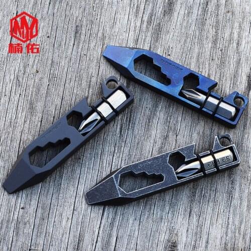 Outdoor EDC Multi-Function Titanium Alloy Mini Portable Lightweight Multi-Purpose Tool with bottle opener Hexagon screwdriver