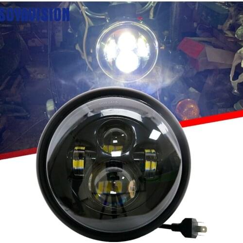 Motorcycle cafe racer headlight High Low Beam LED head light lighting 7.5 inch For Street Tracker Scrambler Chopper Bobber
