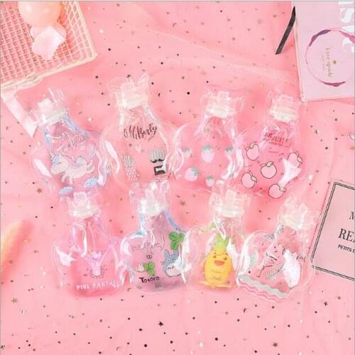 Cartoon transparent pvc hot water bottle mini portable irrigation hand warmer warm palace heating water bag color random