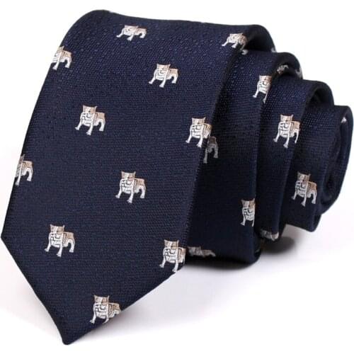 2020 New Men 6CM Navy Blue Tie Fashion Animal Print Neck Tie For Men Business Suit Work Necktie Male Korean Style Slim Ties