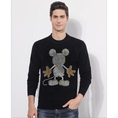 Hot drill Fashion sweater 2021 Black Striped winter Autumn Hip Hop style Casual Mens Diamond stone Punk Streetwear Clothes