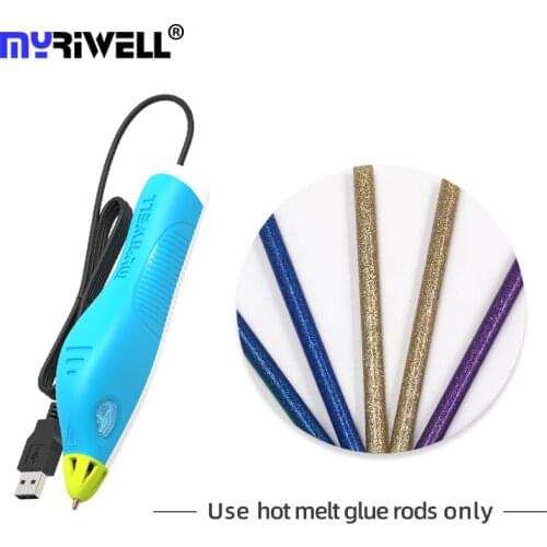 Myriwell Hot Melt Glue Gun 3D pen Magic 3d printing pen copper nozzle kit professional USB Glue stick The Gift Hobby RS-100B