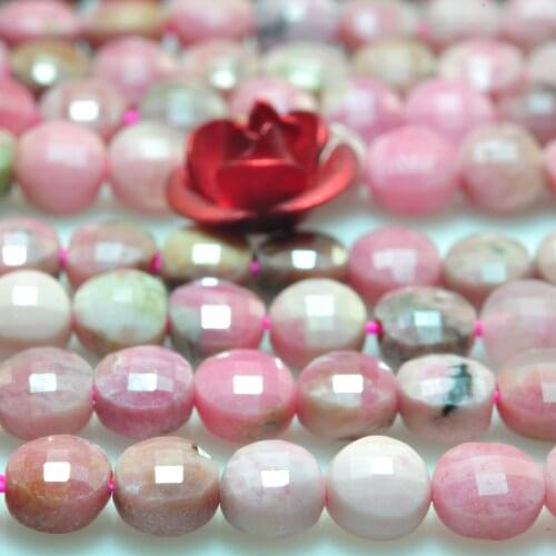 Natural Pink Rhodonite Faceted Coin Loose Beads Wholesale Gemstone Semi Precious Stone Bracelet Necklace Diy Jewelry Making 15"