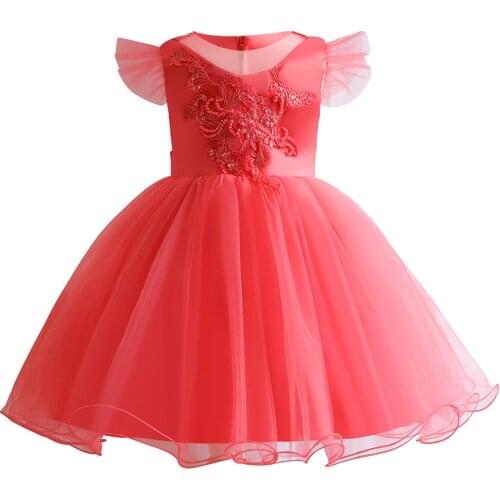 KEAIYOUHUO Toddler Children Flower Girls Wedding Bow Lace Tutu Dress Sleeveless Kids Clothes For Girls Newborn Baby Birthday 2Y