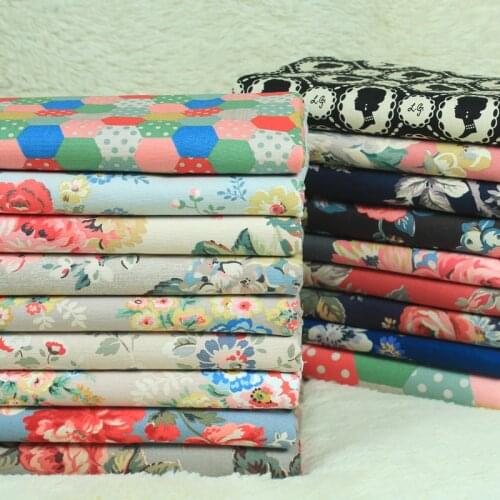 Half Meter Rural Rose Branches Canvas Print Fabric, Handmade DIY Sofa Pillow CoarseCcloth CR-A43