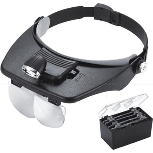 Headband Glasses Magnifier with LED Light 1.2x 3.5x Magnifying Glass for Watchmaker Jewelry Optical Lens Glass Magnifier Loupe