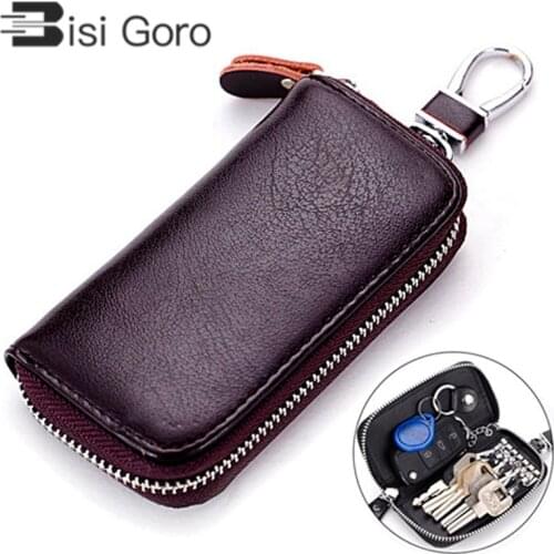 BISI GORO Luxury Key Holder Leather Key Organizer Men&Women Car Key Bag Fashion Housekeeper Key Holder Creative Gifts