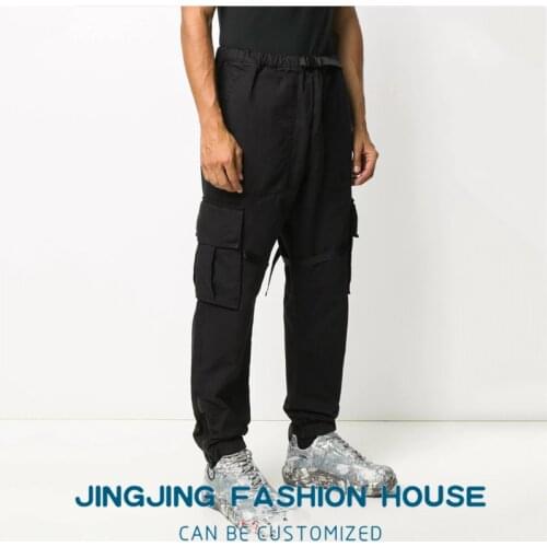 S-6XL!!Autumn personality male Korean version loose Harlem pants youth casual pants joker small leg pants show thin cargo pants
