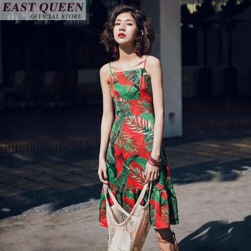 Sexy sleeveless slash neck off shoulder summer women dress ruffles floral print knee-length fit and flare female dresses DD872 L